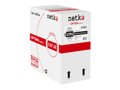 картинка кабель utp4 cat.5e, одножильный, 305м, cca, проходит fluke тест, серый, netko optima gold