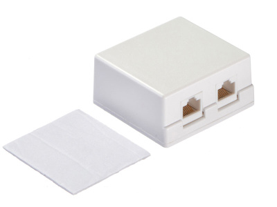 Розетка компьютерная UTP 2хRJ-45, 8P8C, кат.5е, настенная, белая