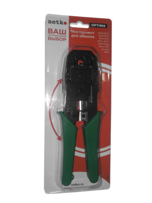 N-200 Инструмент для обжима RJ45/RJ12/RJ11 (кримпер) металлический, NETKO Optima