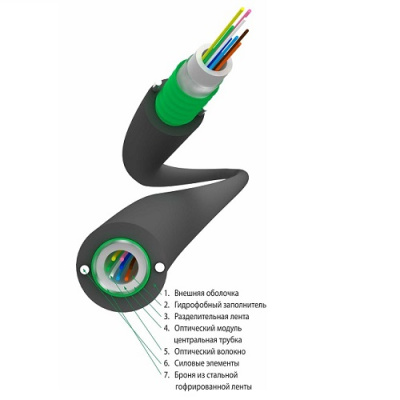 ОКЗ-С2П-8(2)Ц «2,7кН» Кабель волоконно-оптический 9/125 (G.652.D), 8 волокон, бронированный стальной лентой, с центральной трубкой, прокладка в кабельной канализации от ооо комтел 