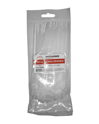 Стяжки  150х3,6мм белые (100шт) нейлон Netko