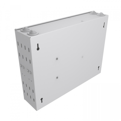 Кросс NTSS оптический настенный, укомплектованный, 48 портов ST/UPC, 62.5/125 мкм (планки, сплайс-кассета 2шт, пигтейлы, КДЗС, адаптеры) серый RAL 7035