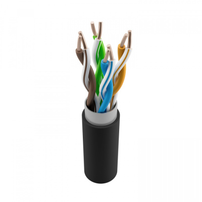 Кабель витая пара NTSS F/UTP 5e 4 пары одножильный 24AWG медь 305м внешний, внутренний малодымный безгалогенный компаунд (LSZH(Т) + UV) черный