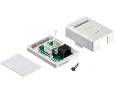 Розетка компьютерная UTP 1хRJ-45, 8P8C, кат.5е, настенная, белая