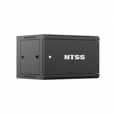 изображениеШкаф настенный телекоммуникационный NTSS W 6U 600х600х370мм, 2 профиля 19, дверь сплошная металл, боковые стенки съемные, разобранный, черный RAL 9005