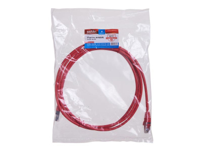 Патч-корд FTP4 cat.5e, 2.0м, литой коннектор, красный, Netko CKC