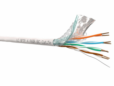 картинка кабель lc sftp4 cat.5е, одножильный, экранированный + оплетка, 305м, cu