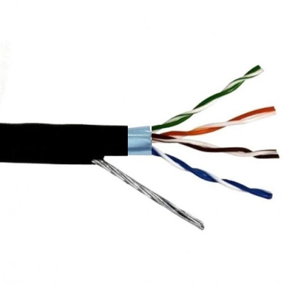 картинка витая пара f/utp сat 5e pe 4х2х0,51 premium outdoor трос 1.2кн 305м | fu.c5e.4.04.1.9.т1.2